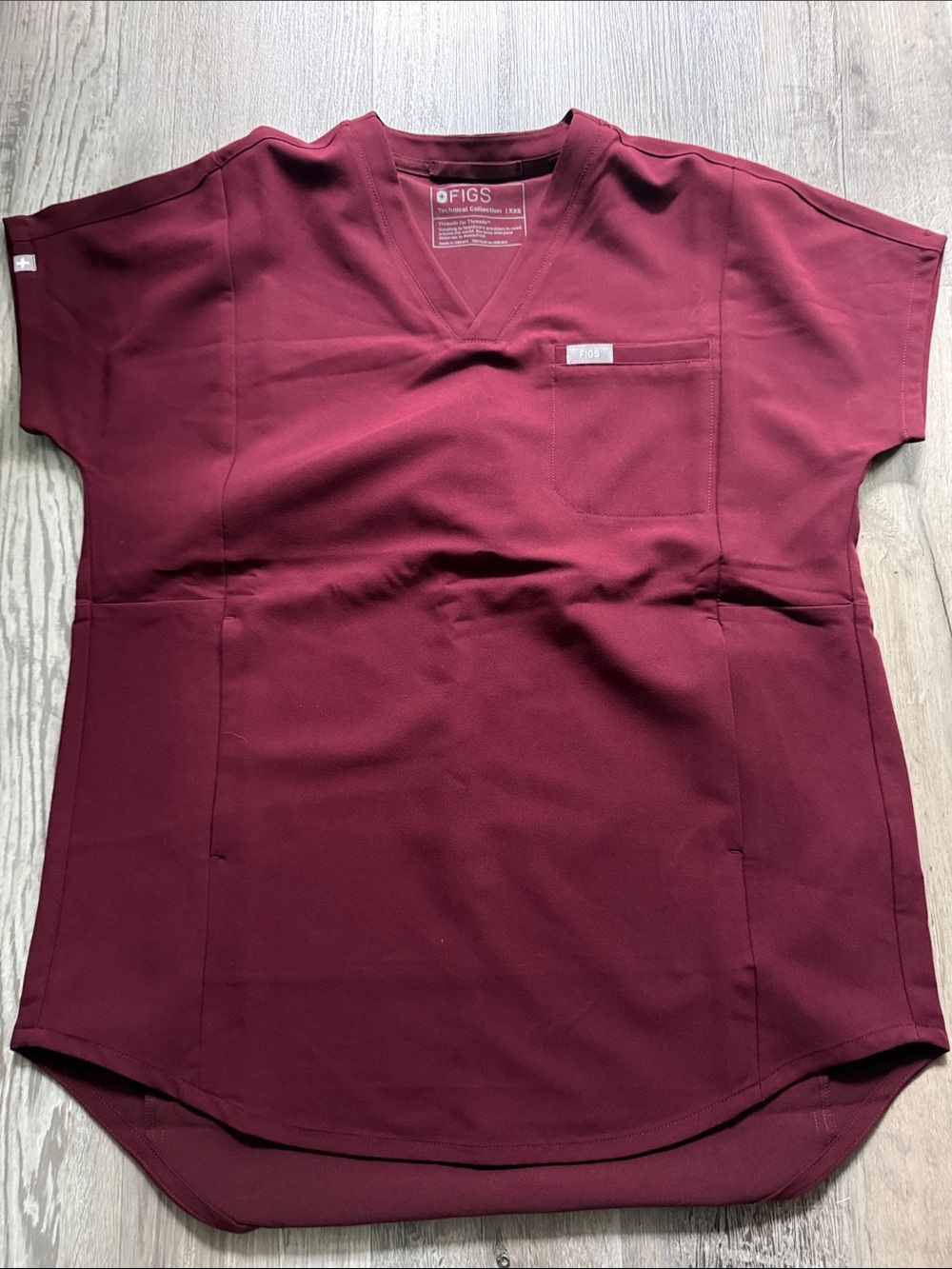 Figs burgundy tunic XXS nwot